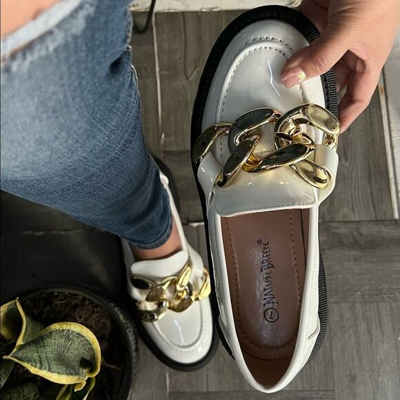 White Chain Strap Platform Loafers - Picture 10 of 11